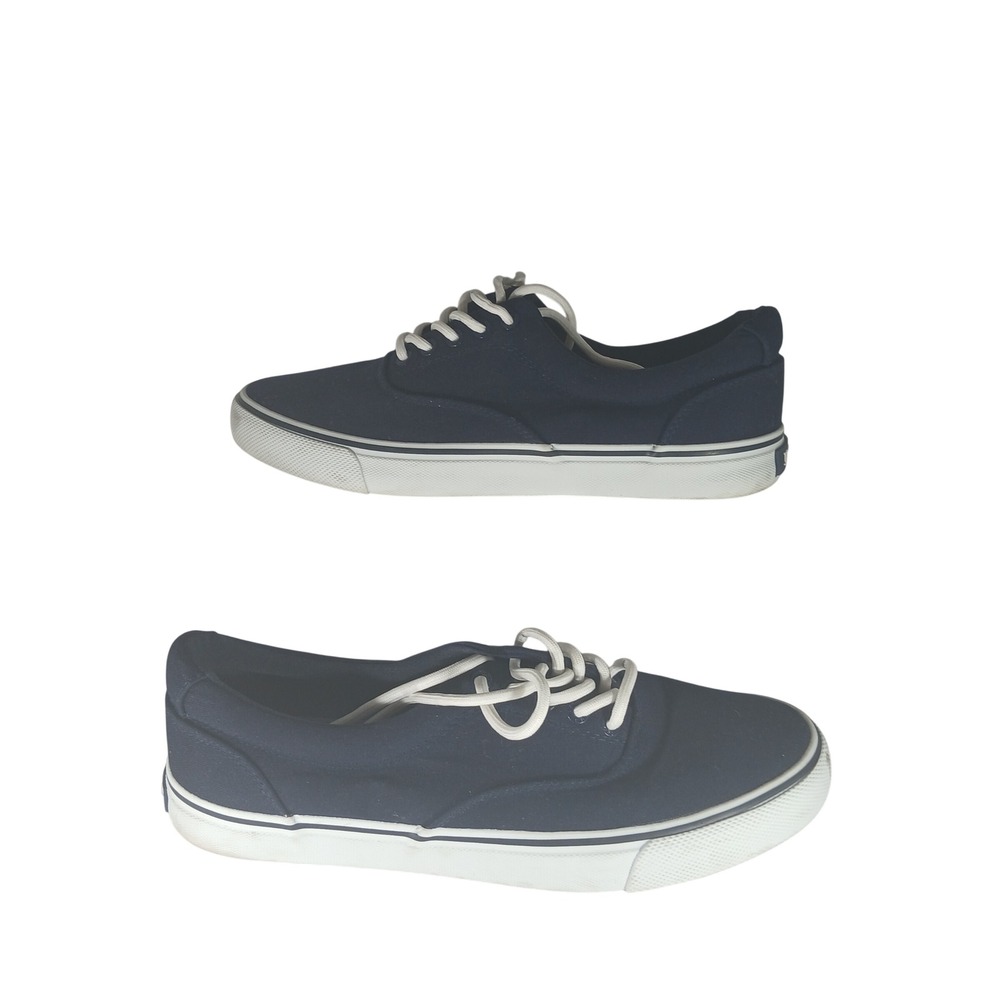 IZOD Rangley Sneaker 9 Navy Blue Canvas Low Top Memory Foam Nautical Casual